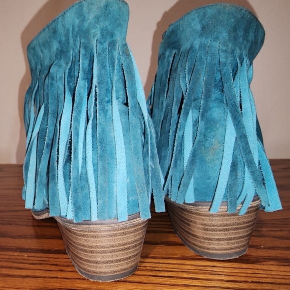 Teal fringe booties - Picture 2 of 2